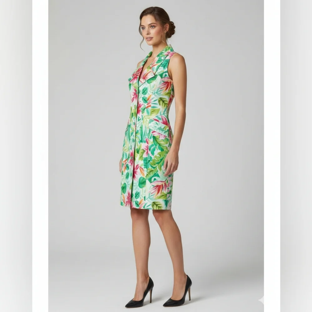Kay Unger‎ Tropical Floral Sleveless Dress Size 12